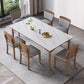 1/4/5/6/7 Pieces Table Furniture Set Sintered Stone Dining Room Set with Wooden Legs 7 Pieces: Table, 6 Chairs Clearhalo 'Dining Room Sets' 'Dining Tables & Seating' 'dining_room_set' 'furn' 'furn_dining_room_set' 'Furniture' 'furniture_dining_room_set' 'Kitchen & Dining Furniture' 4876632