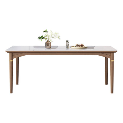 1/4/5/6/7 Pieces Table Furniture Set Sintered Stone Dining Room Set with Wooden Legs White 63"L x 31.5"W Clearhalo 'Dining Room Sets' 'Dining Tables & Seating' 'dining_room_set' 'furn' 'furn_dining_room_set' 'Furniture' 'furniture_dining_room_set' 'Kitchen & Dining Furniture' 4876634