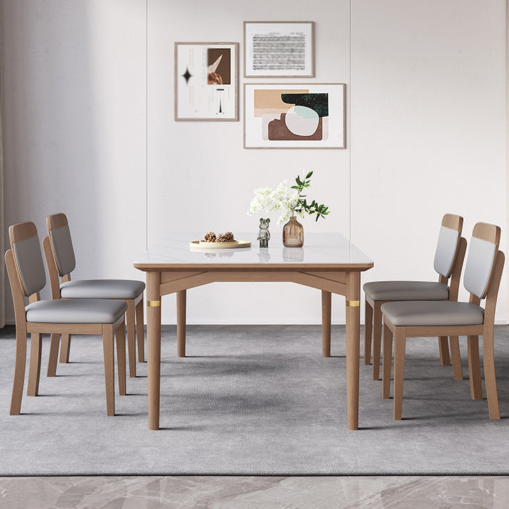1/4/5/6/7 Pieces Table Furniture Set Sintered Stone Dining Room Set with Wooden Legs Clearhalo 'Dining Room Sets' 'Dining Tables & Seating' 'dining_room_set' 'furn' 'furn_dining_room_set' 'Furniture' 'furniture_dining_room_set' 'Kitchen & Dining Furniture' 4876638
