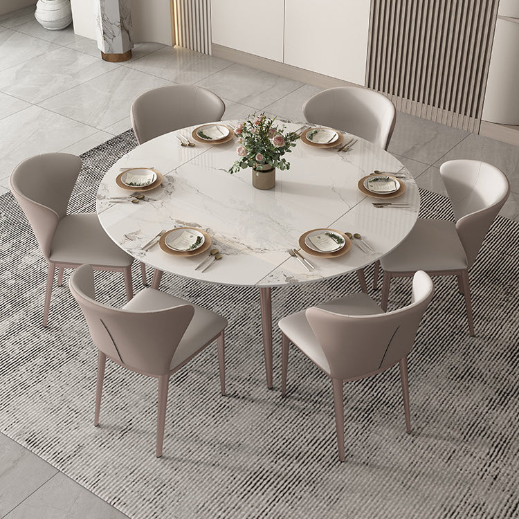 Contemporary 1/2/5/7 Pieces Dining Set Metal Dining Room Set for Small Space 7 Pieces: Table, 6 Chairs Clearhalo 'Dining Room Sets' 'Dining Tables & Seating' 'dining_room_set' 'furn' 'furn_dining_room_set' 'Furniture' 'furniture_dining_room_set' 'Kitchen & Dining Furniture' 4876645