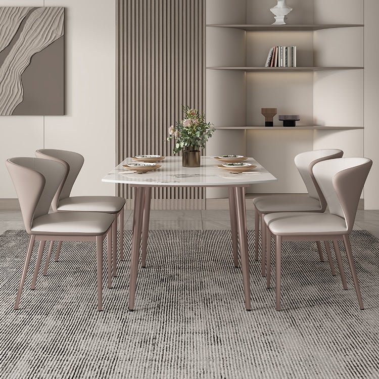 Contemporary 1/2/5/7 Pieces Dining Set Metal Dining Room Set for Small Space 5 Pieces: Table, 4 Chairs Clearhalo 'Dining Room Sets' 'Dining Tables & Seating' 'dining_room_set' 'furn' 'furn_dining_room_set' 'Furniture' 'furniture_dining_room_set' 'Kitchen & Dining Furniture' 4876648
