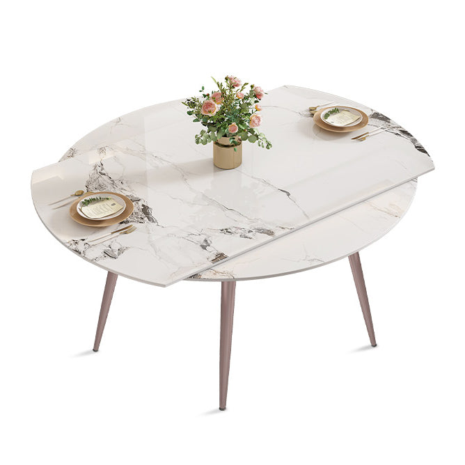 Contemporary 1/2/5/7 Pieces Dining Set Metal Dining Room Set for Small Space White 59"L x 59"W Clearhalo 'Dining Room Sets' 'Dining Tables & Seating' 'dining_room_set' 'furn' 'furn_dining_room_set' 'Furniture' 'furniture_dining_room_set' 'Kitchen & Dining Furniture' 4876650