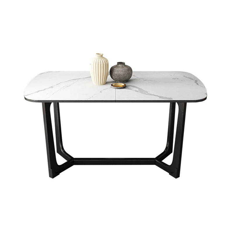 Modern 1/3/4/5 Pieces Scalable Dinette Set with Sintered Stone Black Wood Dining Table Set White 59"L x 35"W Clearhalo 'Dining Room Sets' 'Dining Tables & Seating' 'dining_room_set' 'furn' 'furn_dining_room_set' 'Furniture' 'furniture_dining_room_set' 'Kitchen & Dining Furniture' 4876667