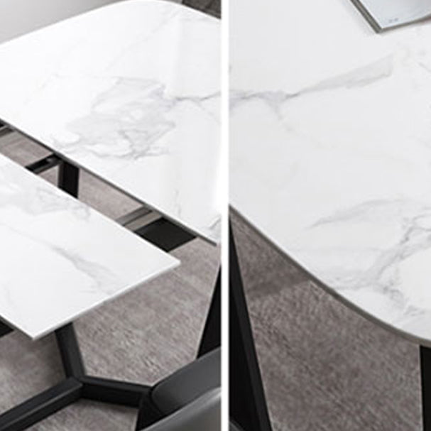 Modern 1/3/4/5 Pieces Scalable Dinette Set with Sintered Stone Black Wood Dining Table Set Clearhalo 'Dining Room Sets' 'Dining Tables & Seating' 'dining_room_set' 'furn' 'furn_dining_room_set' 'Furniture' 'furniture_dining_room_set' 'Kitchen & Dining Furniture' 4876668