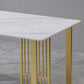Glam Stone Dining Table Rectangle Iron Table with Golden Double Pedestal Table Clearhalo 'Dining Tables & Seating' 'Dining Tables' 'dining_table' 'furn' 'furn_dining_table' 'Furniture' 'furniture_dining_table' 'Kitchen & Dining Furniture' 'kitchen' 'kitchen_dining_table' 4876698