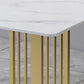 Glam Stone Dining Table Rectangle Iron Table with Golden Double Pedestal Table Clearhalo 'Dining Tables & Seating' 'Dining Tables' 'dining_table' 'furn' 'furn_dining_table' 'Furniture' 'furniture_dining_table' 'Kitchen & Dining Furniture' 'kitchen' 'kitchen_dining_table' 4876701