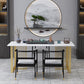 Glam Stone Dining Table Rectangle Iron Table with Golden Double Pedestal Table Clearhalo 'Dining Tables & Seating' 'Dining Tables' 'dining_table' 'furn' 'furn_dining_table' 'Furniture' 'furniture_dining_table' 'Kitchen & Dining Furniture' 'kitchen' 'kitchen_dining_table' 4876703