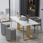 Glam Stone Dining Table Rectangle Iron Table with Golden Double Pedestal Table Clearhalo 'Dining Tables & Seating' 'Dining Tables' 'dining_table' 'furn' 'furn_dining_table' 'Furniture' 'furniture_dining_table' 'Kitchen & Dining Furniture' 'kitchen' 'kitchen_dining_table' 4876705