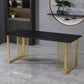 Glam Stone Dining Table Rectangle Iron Table with Golden Double Pedestal Table Black Gold Without Chairs Clearhalo 'Dining Tables & Seating' 'Dining Tables' 'dining_table' 'furn' 'furn_dining_table' 'Furniture' 'furniture_dining_table' 'Kitchen & Dining Furniture' 'kitchen' 'kitchen_dining_table' 4876707