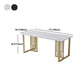Glam Stone Dining Table Rectangle Iron Table with Golden Double Pedestal Table Clearhalo 'Dining Tables & Seating' 'Dining Tables' 'dining_table' 'furn' 'furn_dining_table' 'Furniture' 'furniture_dining_table' 'Kitchen & Dining Furniture' 'kitchen' 'kitchen_dining_table' 4876712