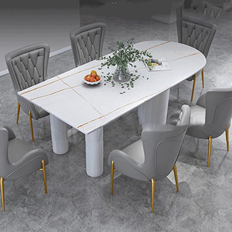 Modern Stone Top Table for Restaurant Oval Table with White Tripod Base Clearhalo 'Dining Tables & Seating' 'Dining Tables' 'dining_table' 'furn' 'furn_dining_table' 'Furniture' 'furniture_dining_table' 'Kitchen & Dining Furniture' 'kitchen' 'kitchen_dining_table' 4876720