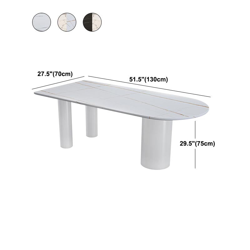 Modern Stone Top Table for Restaurant Oval Table with White Tripod Base Clearhalo 'Dining Tables & Seating' 'Dining Tables' 'dining_table' 'furn' 'furn_dining_table' 'Furniture' 'furniture_dining_table' 'Kitchen & Dining Furniture' 'kitchen' 'kitchen_dining_table' 4876723