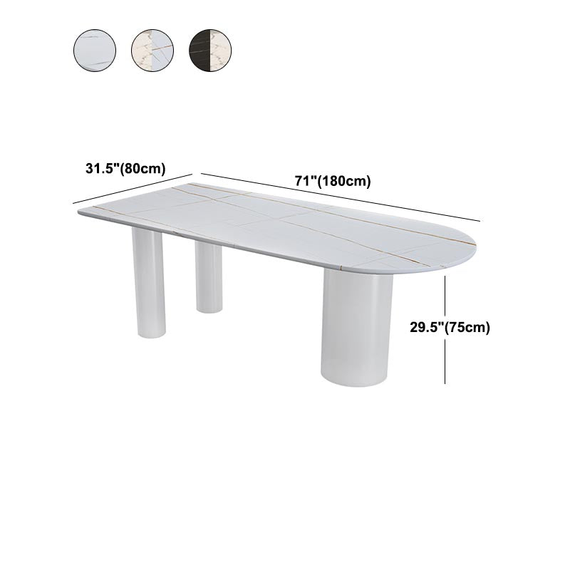 Modern Stone Top Table for Restaurant Oval Table with White Tripod Base Clearhalo 'Dining Tables & Seating' 'Dining Tables' 'dining_table' 'furn' 'furn_dining_table' 'Furniture' 'furniture_dining_table' 'Kitchen & Dining Furniture' 'kitchen' 'kitchen_dining_table' 4876726