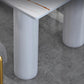 Oval White Base Dining Table Modern Stone Tripod Iron base Table Clearhalo 'Dining Tables & Seating' 'Dining Tables' 'dining_table' 'furn' 'furn_dining_table' 'Furniture' 'furniture_dining_table' 'Kitchen & Dining Furniture' 'kitchen' 'kitchen_dining_table' 4876733