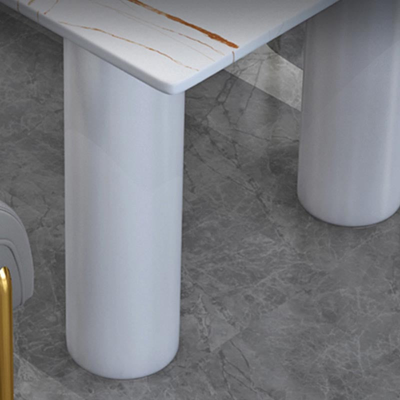 Oval White Base Dining Table Modern Stone Tripod Iron base Table Clearhalo 'Dining Tables & Seating' 'Dining Tables' 'dining_table' 'furn' 'furn_dining_table' 'Furniture' 'furniture_dining_table' 'Kitchen & Dining Furniture' 'kitchen' 'kitchen_dining_table' 4876733