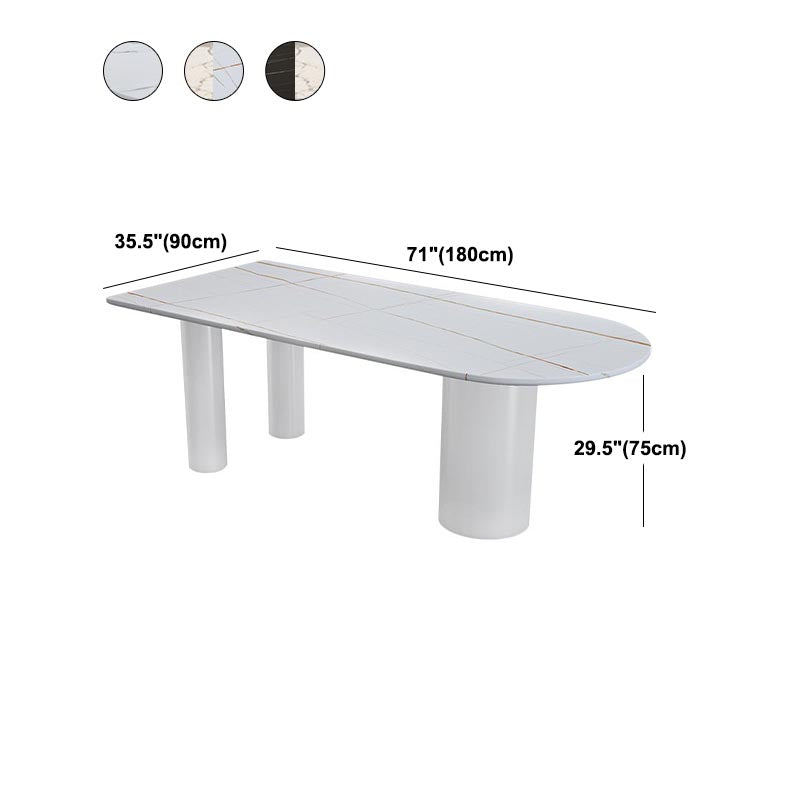 Oval White Base Dining Table Modern Stone Tripod Iron base Table Clearhalo 'Dining Tables & Seating' 'Dining Tables' 'dining_table' 'furn' 'furn_dining_table' 'Furniture' 'furniture_dining_table' 'Kitchen & Dining Furniture' 'kitchen' 'kitchen_dining_table' 4876740