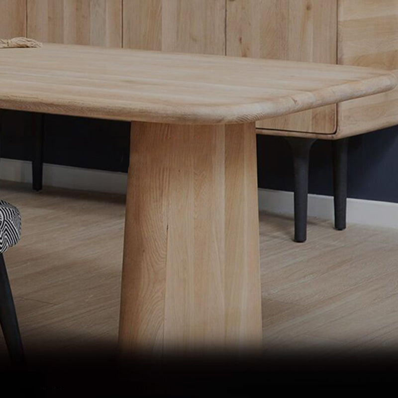 Contemporary Dining Table Natural Solid Wood Dining Table with Double Pedestal Clearhalo 'Dining Tables & Seating' 'Dining Tables' 'dining_table' 'furn' 'furn_dining_table' 'Furniture' 'furniture_dining_table' 'Kitchen & Dining Furniture' 'kitchen' 'kitchen_dining_table' 4876784