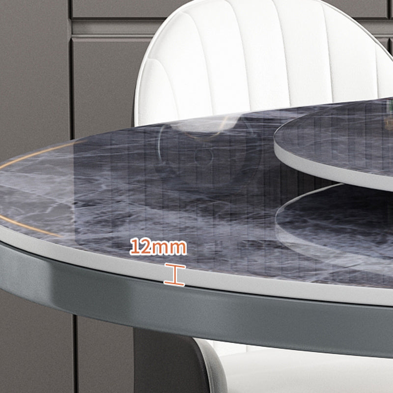 Stone Round White-gray Dining Table Nordic Turntable Furniture with Pedestal Base Clearhalo 'Dining Tables & Seating' 'Dining Tables' 'dining_table' 'furn' 'furn_dining_table' 'Furniture' 'furniture_dining_table' 'Kitchen & Dining Furniture' 'kitchen' 'kitchen_dining_table' 4876804