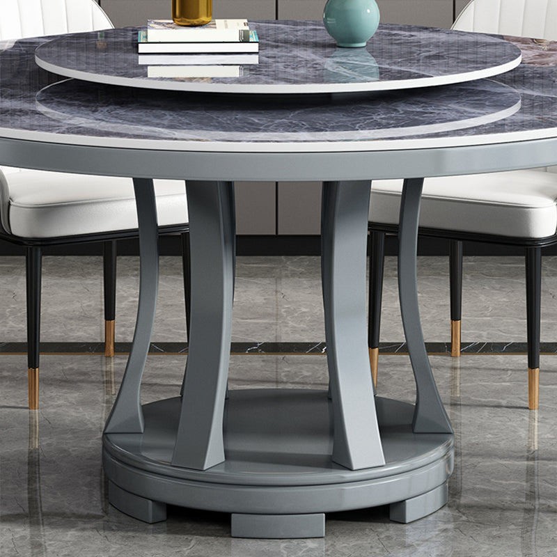 Stone Round White-gray Dining Table Nordic Turntable Furniture with Pedestal Base Clearhalo 'Dining Tables & Seating' 'Dining Tables' 'dining_table' 'furn' 'furn_dining_table' 'Furniture' 'furniture_dining_table' 'Kitchen & Dining Furniture' 'kitchen' 'kitchen_dining_table' 4876805