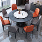 Stone Round White-gray Dining Table Nordic Turntable Furniture with Pedestal Base Clearhalo 'Dining Tables & Seating' 'Dining Tables' 'dining_table' 'furn' 'furn_dining_table' 'Furniture' 'furniture_dining_table' 'Kitchen & Dining Furniture' 'kitchen' 'kitchen_dining_table' 4876806