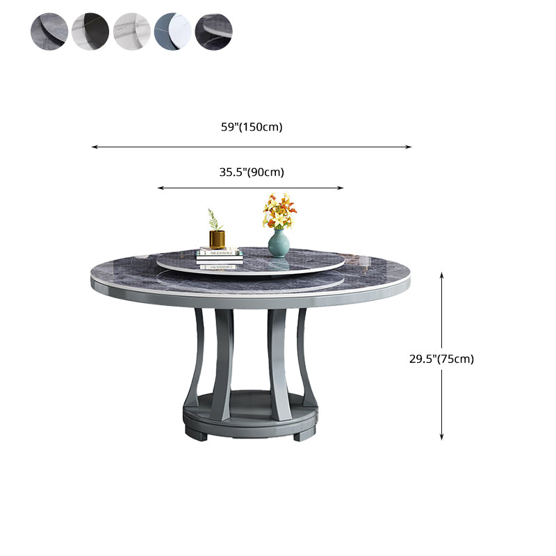 Stone Round White-gray Dining Table Nordic Turntable Furniture with Pedestal Base Clearhalo 'Dining Tables & Seating' 'Dining Tables' 'dining_table' 'furn' 'furn_dining_table' 'Furniture' 'furniture_dining_table' 'Kitchen & Dining Furniture' 'kitchen' 'kitchen_dining_table' 4876809