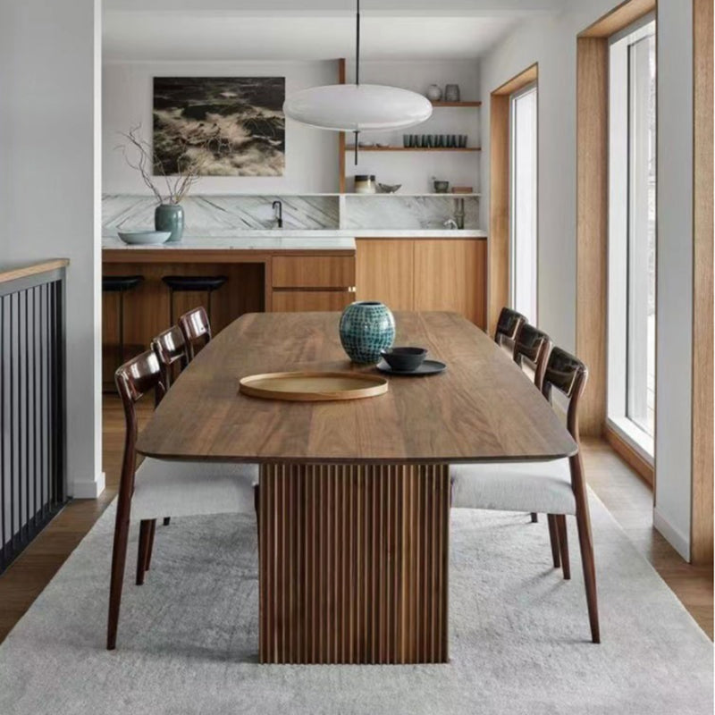 Modern Rectangle Dining Site Table Solid Wood Double Pedestal Kitchen Dining Table Walnut 78.7"L x 31.5"W x 29.5"H Without Chairs Clearhalo 'Dining Tables & Seating' 'Dining Tables' 'dining_table' 'furn' 'furn_dining_table' 'Furniture' 'furniture_dining_table' 'Kitchen & Dining Furniture' 'kitchen' 'kitchen_dining_table' 4876813