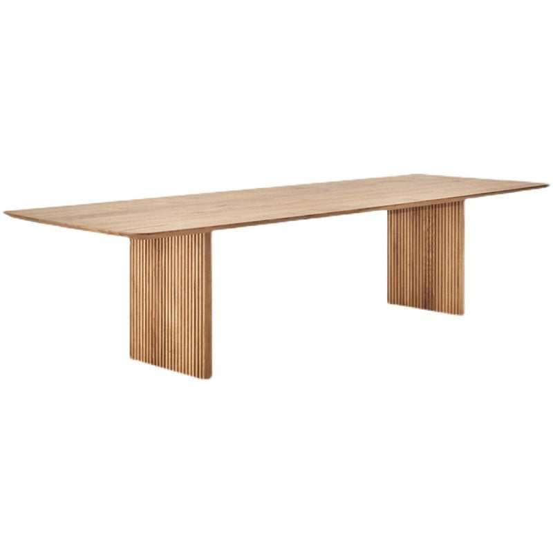 Modern Rectangle Dining Site Table Solid Wood Double Pedestal Kitchen Dining Table Natural Without Chairs Clearhalo 'Dining Tables & Seating' 'Dining Tables' 'dining_table' 'furn' 'furn_dining_table' 'Furniture' 'furniture_dining_table' 'Kitchen & Dining Furniture' 'kitchen' 'kitchen_dining_table' 4876820