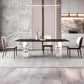 Rectangle Stone Top Dining Table Acrylic Base Modern Dining Table for Living Room Black 78.7"L x 31.5"W x 29.5"H Without Chairs Clearhalo 'Dining Tables & Seating' 'Dining Tables' 'dining_table' 'furn' 'furn_dining_table' 'Furniture' 'furniture_dining_table' 'Kitchen & Dining Furniture' 'kitchen' 'kitchen_dining_table' 4876845