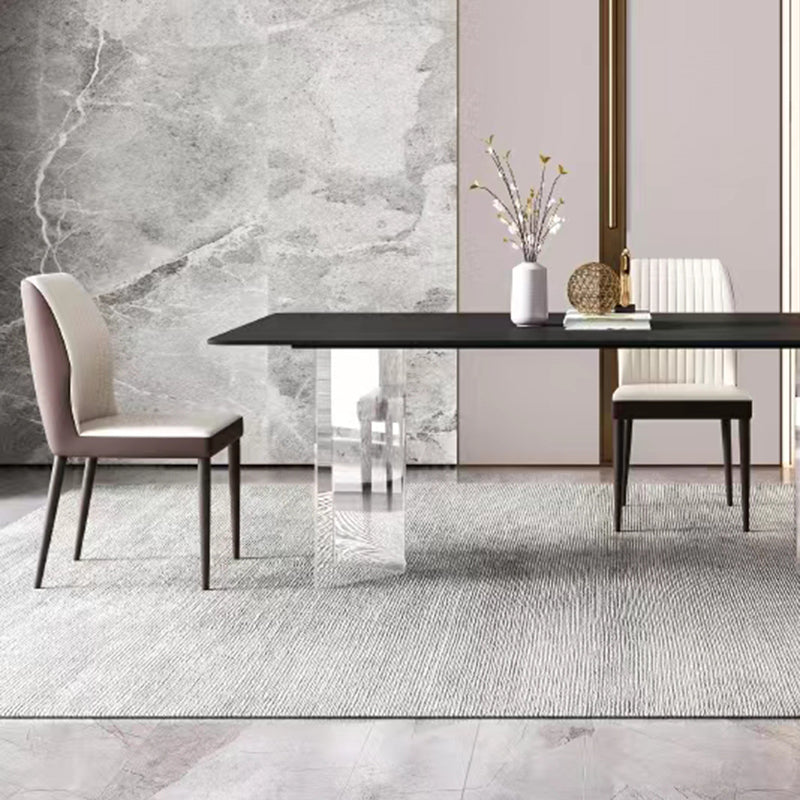 Rectangle Stone Top Dining Table Acrylic Base Modern Dining Table for Living Room Clearhalo 'Dining Tables & Seating' 'Dining Tables' 'dining_table' 'furn' 'furn_dining_table' 'Furniture' 'furniture_dining_table' 'Kitchen & Dining Furniture' 'kitchen' 'kitchen_dining_table' 4876848