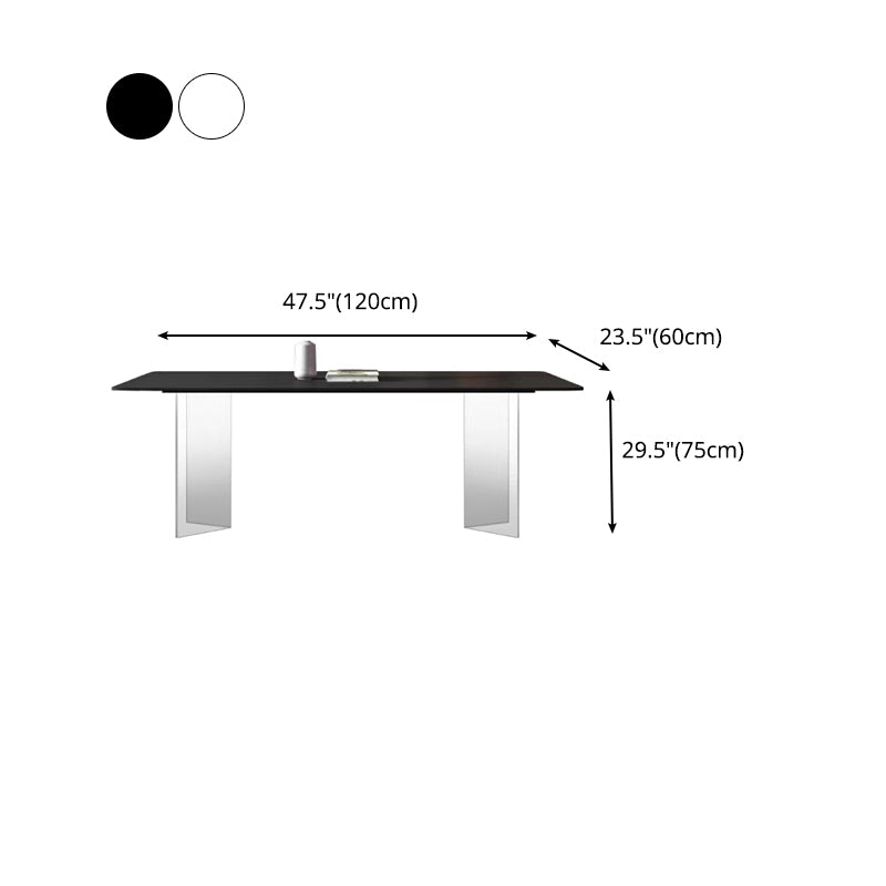 Rectangle Stone Top Dining Table Acrylic Base Modern Dining Table for Living Room Clearhalo 'Dining Tables & Seating' 'Dining Tables' 'dining_table' 'furn' 'furn_dining_table' 'Furniture' 'furniture_dining_table' 'Kitchen & Dining Furniture' 'kitchen' 'kitchen_dining_table' 4876851