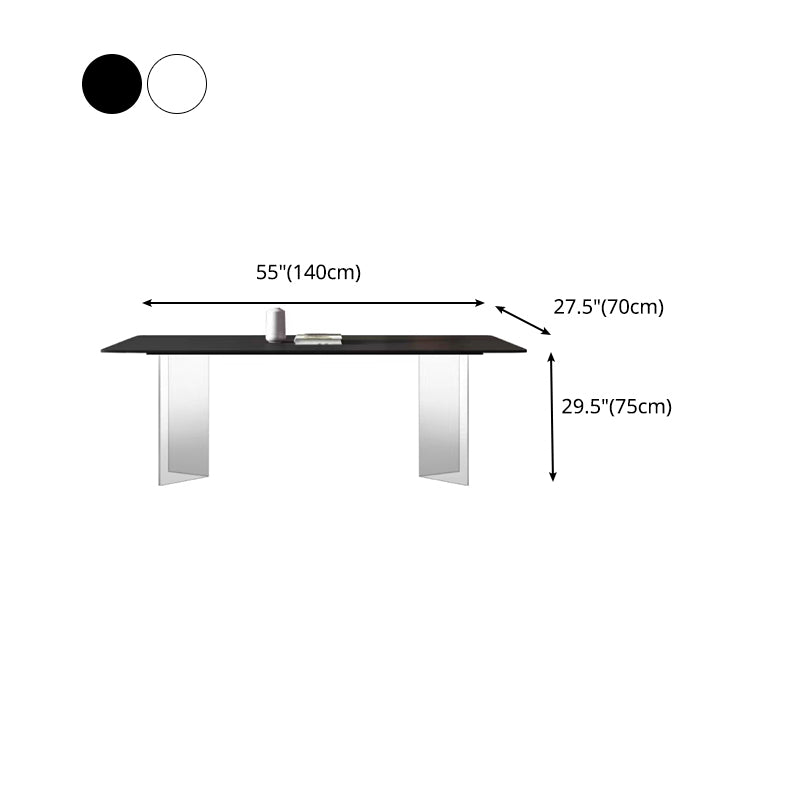 Rectangle Stone Top Dining Table Acrylic Base Modern Dining Table for Living Room Clearhalo 'Dining Tables & Seating' 'Dining Tables' 'dining_table' 'furn' 'furn_dining_table' 'Furniture' 'furniture_dining_table' 'Kitchen & Dining Furniture' 'kitchen' 'kitchen_dining_table' 4876852