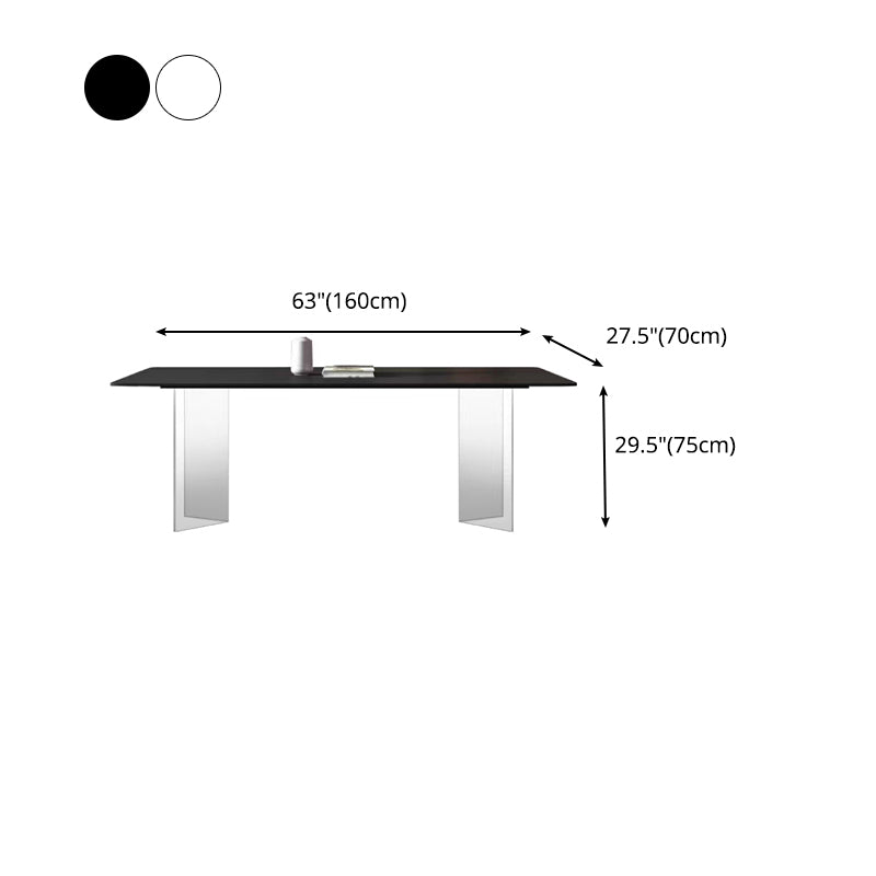 Rectangle Stone Top Dining Table Acrylic Base Modern Dining Table for Living Room Clearhalo 'Dining Tables & Seating' 'Dining Tables' 'dining_table' 'furn' 'furn_dining_table' 'Furniture' 'furniture_dining_table' 'Kitchen & Dining Furniture' 'kitchen' 'kitchen_dining_table' 4876853