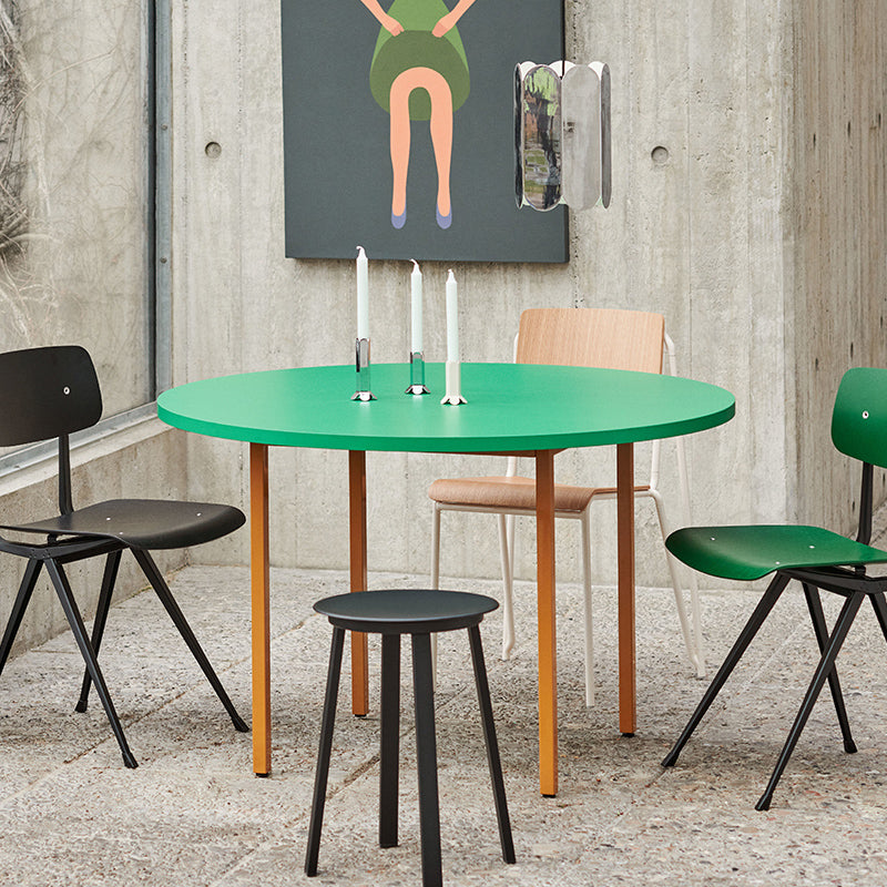 Modern Round Top Dinette Table Metal Base Dining Table for Coffee Shop Green 41.3"L x 41.3"W x 29.5"H Without Chairs Clearhalo 'Dining Tables & Seating' 'Dining Tables' 'dining_table' 'furn' 'furn_dining_table' 'Furniture' 'furniture_dining_table' 'Kitchen & Dining Furniture' 'kitchen' 'kitchen_dining_table' 4876857