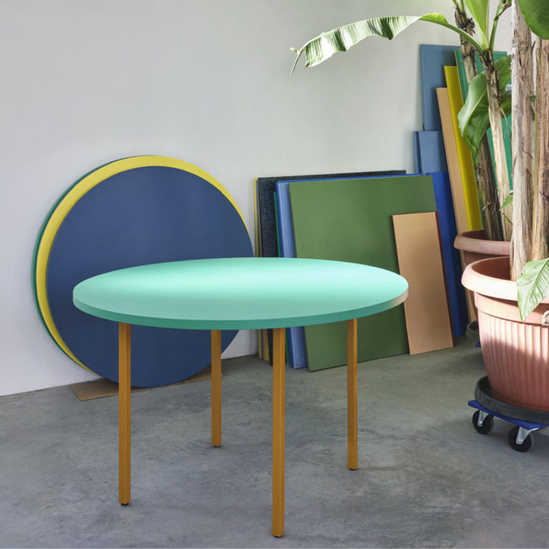 Modern Round Top Dinette Table Metal Base Dining Table for Coffee Shop Green Without Chairs Clearhalo 'Dining Tables & Seating' 'Dining Tables' 'dining_table' 'furn' 'furn_dining_table' 'Furniture' 'furniture_dining_table' 'Kitchen & Dining Furniture' 'kitchen' 'kitchen_dining_table' 4876860