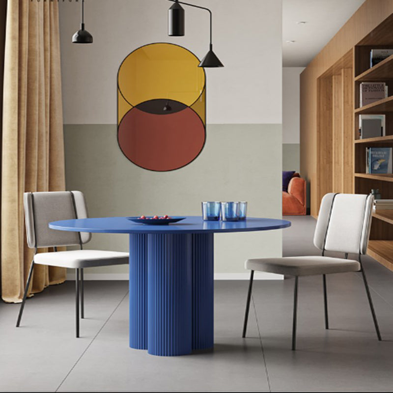 Modern Round Top Dinette Table Solid Wood Base Dining Table for Restaurant Blue 39.4"L x 39.4"W x 29.5"H Without Chairs Clearhalo 'Dining Tables & Seating' 'Dining Tables' 'dining_table' 'furn' 'furn_dining_table' 'Furniture' 'furniture_dining_table' 'Kitchen & Dining Furniture' 'kitchen' 'kitchen_dining_table' 4876875