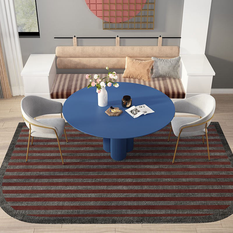 Modern Round Top Dinette Table Solid Wood Base Dining Table for Restaurant Blue 47.2"L x 47.2"W x 29.5"H Without Chairs Clearhalo 'Dining Tables & Seating' 'Dining Tables' 'dining_table' 'furn' 'furn_dining_table' 'Furniture' 'furniture_dining_table' 'Kitchen & Dining Furniture' 'kitchen' 'kitchen_dining_table' 4876881