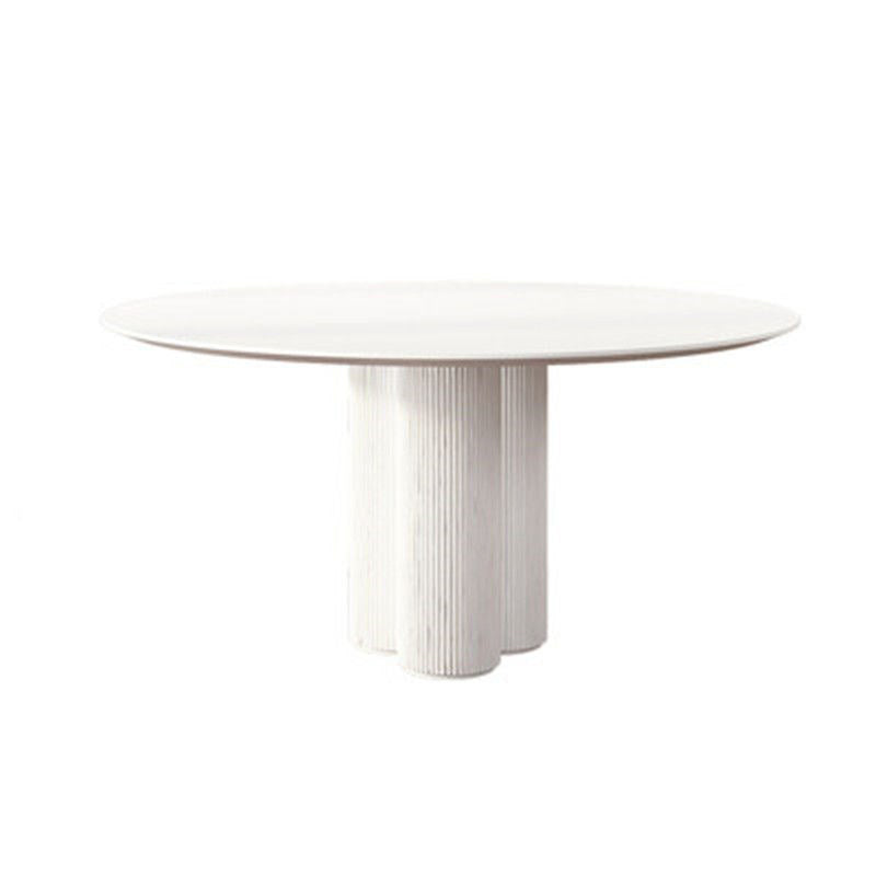 Modern Round Top Dinette Table Solid Wood Base Dining Table for Restaurant White 47.2"L x 47.2"W x 29.5"H Without Chairs Clearhalo 'Dining Tables & Seating' 'Dining Tables' 'dining_table' 'furn' 'furn_dining_table' 'Furniture' 'furniture_dining_table' 'Kitchen & Dining Furniture' 'kitchen' 'kitchen_dining_table' 4876886