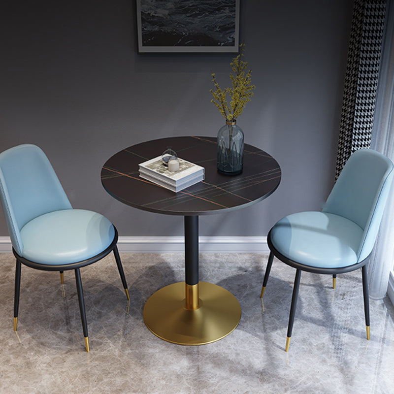 Glam Style Stone Top Dinette Table Metal Base Dining Table for Coffee Shop 23.6"L x 23.6"W x 29.5"H Black Gold Black Clearhalo 'Dining Tables & Seating' 'Dining Tables' 'dining_table' 'Furniture' 'furniture_dining_table' 'Kitchen & Dining Furniture' 'kitchen' 'kitchen_dining_table' 4876896
