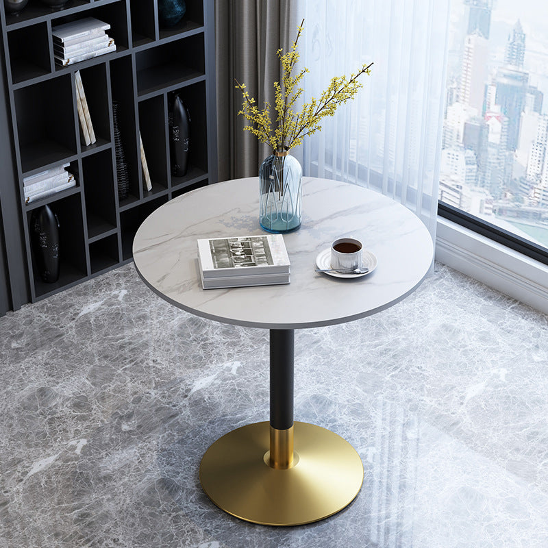 Glam Style Stone Top Dinette Table Metal Base Dining Table for Coffee Shop Black Gold White Clearhalo 'Dining Tables & Seating' 'Dining Tables' 'dining_table' 'Furniture' 'furniture_dining_table' 'Kitchen & Dining Furniture' 'kitchen' 'kitchen_dining_table' 4876897