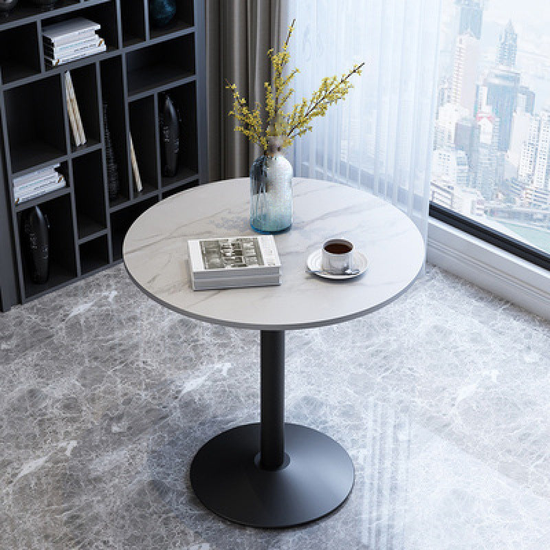 Glam Style Stone Top Dinette Table Metal Base Dining Table for Coffee Shop Black White Clearhalo 'Dining Tables & Seating' 'Dining Tables' 'dining_table' 'Furniture' 'furniture_dining_table' 'Kitchen & Dining Furniture' 'kitchen' 'kitchen_dining_table' 4876898