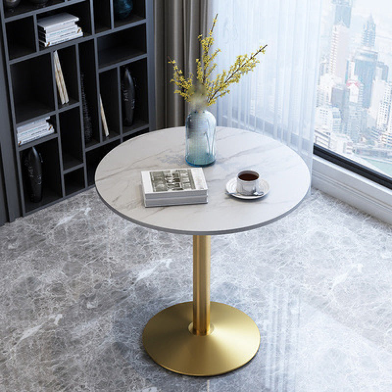 Glam Style Stone Top Dinette Table Metal Base Dining Table for Coffee Shop Gold White Clearhalo 'Dining Tables & Seating' 'Dining Tables' 'dining_table' 'Furniture' 'furniture_dining_table' 'Kitchen & Dining Furniture' 'kitchen' 'kitchen_dining_table' 4876899