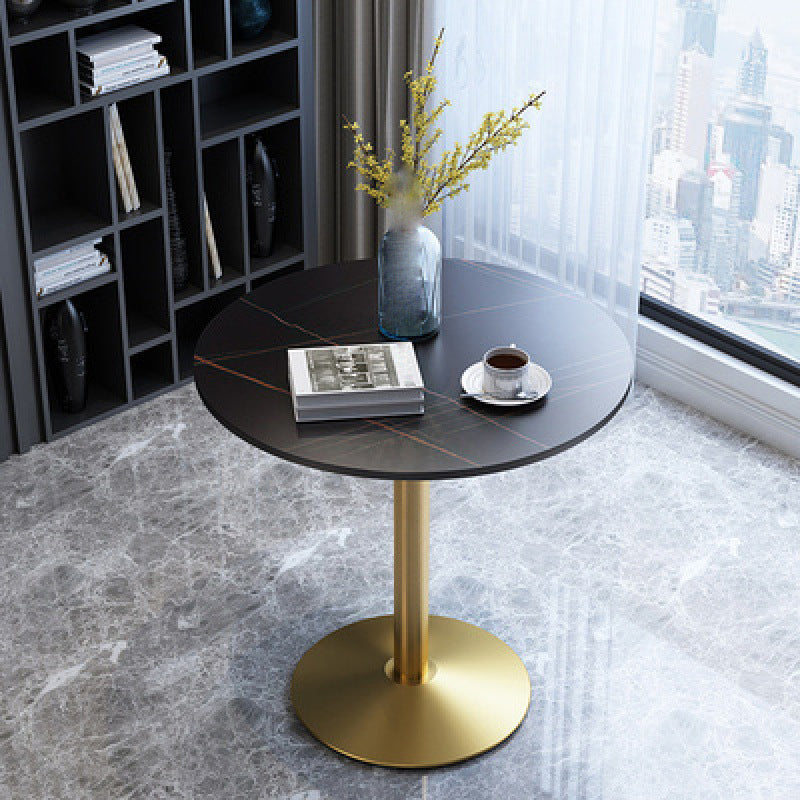 Glam Style Stone Top Dinette Table Metal Base Dining Table for Coffee Shop Gold Black Clearhalo 'Dining Tables & Seating' 'Dining Tables' 'dining_table' 'Furniture' 'furniture_dining_table' 'Kitchen & Dining Furniture' 'kitchen' 'kitchen_dining_table' 4876903