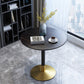 Glam Style Stone Top Dinette Table Metal Base Dining Table for Coffee Shop 27.6"L x 27.6"W x 29.5"H Black Gold Black Clearhalo 'Dining Tables & Seating' 'Dining Tables' 'dining_table' 'Furniture' 'furniture_dining_table' 'Kitchen & Dining Furniture' 'kitchen' 'kitchen_dining_table' 4876904