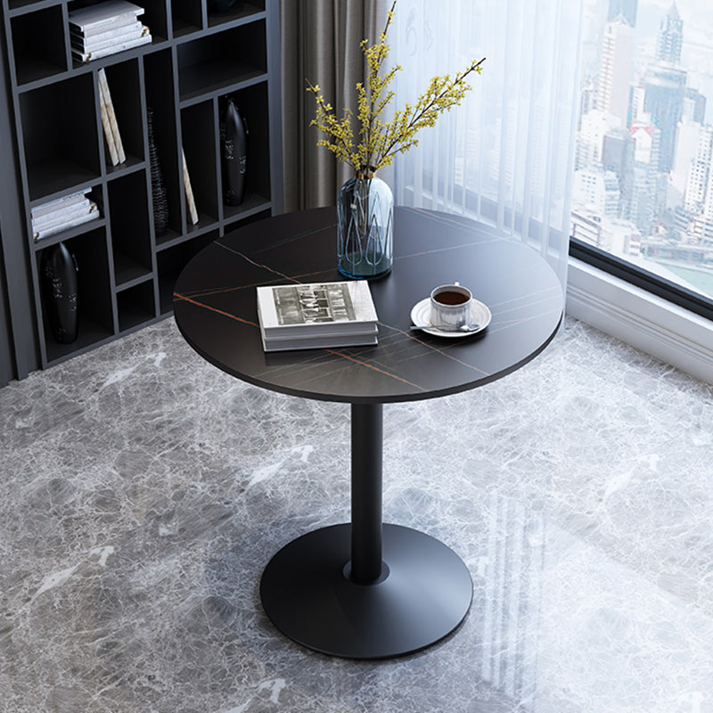 Glam Style Stone Top Dinette Table Metal Base Dining Table for Coffee Shop Black Black Clearhalo 'Dining Tables & Seating' 'Dining Tables' 'dining_table' 'Furniture' 'furniture_dining_table' 'Kitchen & Dining Furniture' 'kitchen' 'kitchen_dining_table' 4876905