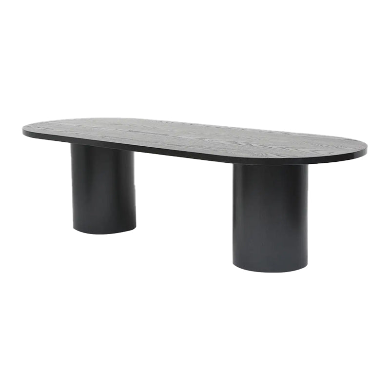Contemporary Wood Top Oval Dinette Table Metal Base Dining Table for Living Room Black Without Chairs Clearhalo 'Dining Tables & Seating' 'Dining Tables' 'dining_table' 'furn' 'furn_dining_table' 'Furniture' 'furniture_dining_table' 'Kitchen & Dining Furniture' 'kitchen' 'kitchen_dining_table' 4876913