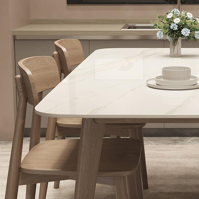 Medieval Modern Sintered Stone Top Dining Table Rectangle Table with Wooden 4 Legs Clearhalo 'Dining Tables & Seating' 'Dining Tables' 'dining_table' 'furn' 'furn_dining_table' 'Furniture' 'furniture_dining_table' 'Kitchen & Dining Furniture' 'kitchen' 'kitchen_dining_table' 4876927