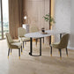 Simplicity Style Furniture Double Pedestal Stone Dining Site Table for Home Black 70.9"L x 35.4"W x 29.5"H Without Chairs Clearhalo 'Dining Tables & Seating' 'Dining Tables' 'dining_table' 'furn' 'furn_dining_table' 'Furniture' 'furniture_dining_table' 'Kitchen & Dining Furniture' 'kitchen' 'kitchen_dining_table' 4876937