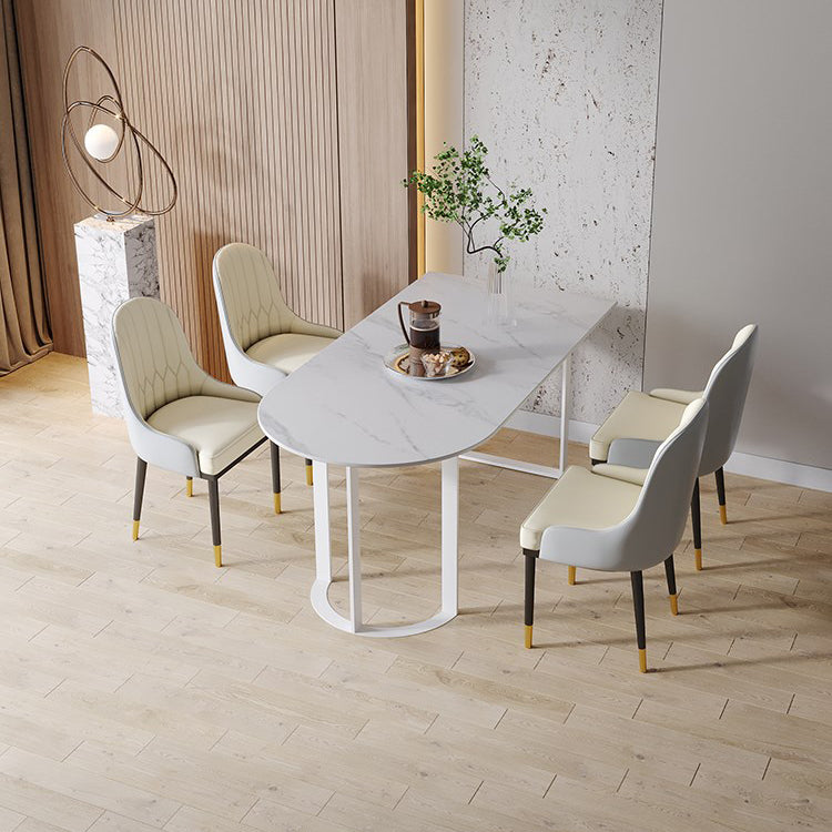 Simplicity Style Furniture Double Pedestal Stone Dining Site Table for Home Clearhalo 'Dining Tables & Seating' 'Dining Tables' 'dining_table' 'furn' 'furn_dining_table' 'Furniture' 'furniture_dining_table' 'Kitchen & Dining Furniture' 'kitchen' 'kitchen_dining_table' 4876946