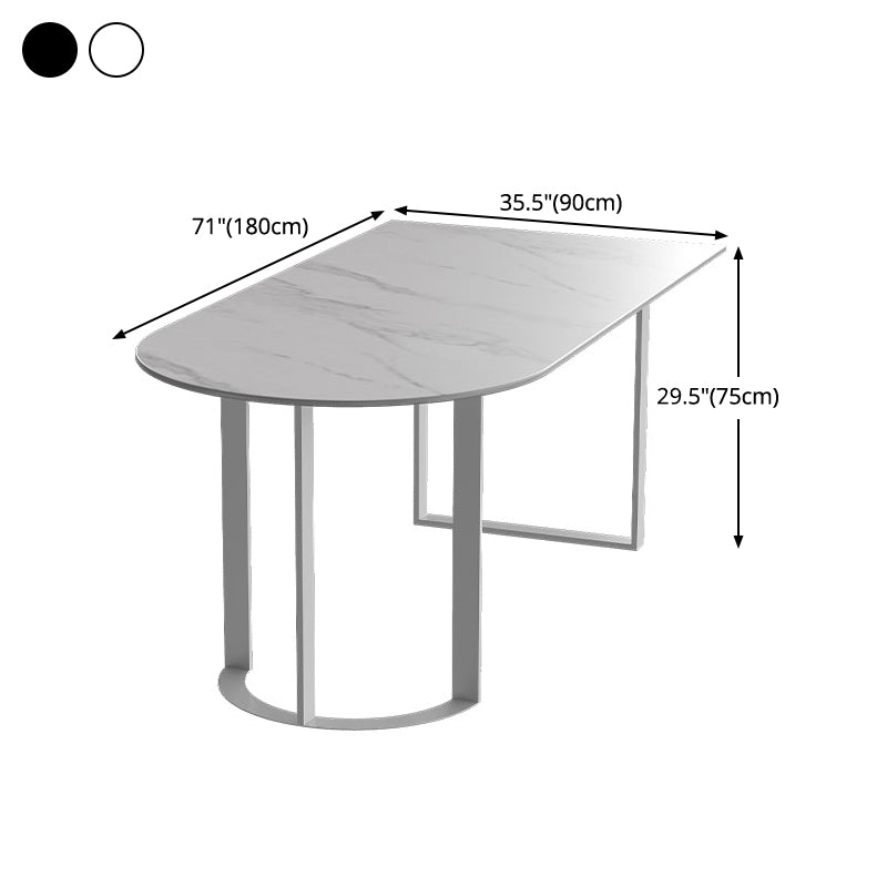 Simplicity Style Furniture Double Pedestal Stone Dining Site Table for Home Clearhalo 'Dining Tables & Seating' 'Dining Tables' 'dining_table' 'furn' 'furn_dining_table' 'Furniture' 'furniture_dining_table' 'Kitchen & Dining Furniture' 'kitchen' 'kitchen_dining_table' 4876949