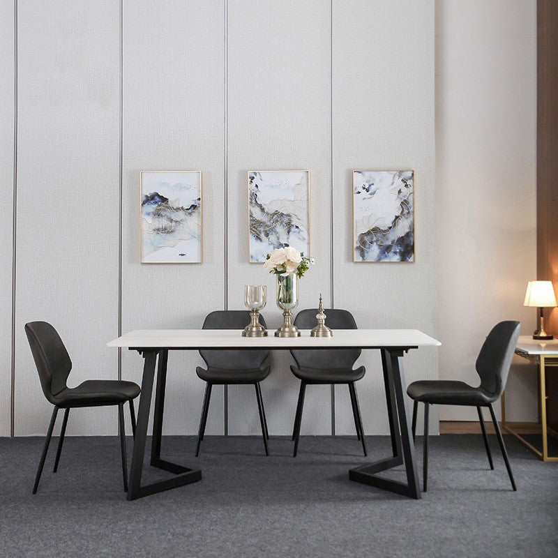 Modern Style Rectangle Dining Table Stone Dining Room Collection for Indoor 47.2"L x 23.6"W x 29.5"H Without Chairs Clearhalo 'Dining Tables & Seating' 'Dining Tables' 'dining_table' 'furn' 'furn_dining_table' 'Furniture' 'furniture_dining_table' 'Kitchen & Dining Furniture' 'kitchen' 'kitchen_dining_table' 4876953